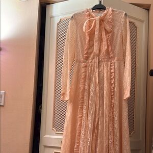Elegant Lace Long Dress in Peach